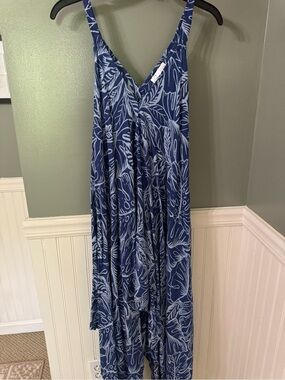 Goa Beachwear by Japan Blue Leaf Floral Print Beach Dress XS
